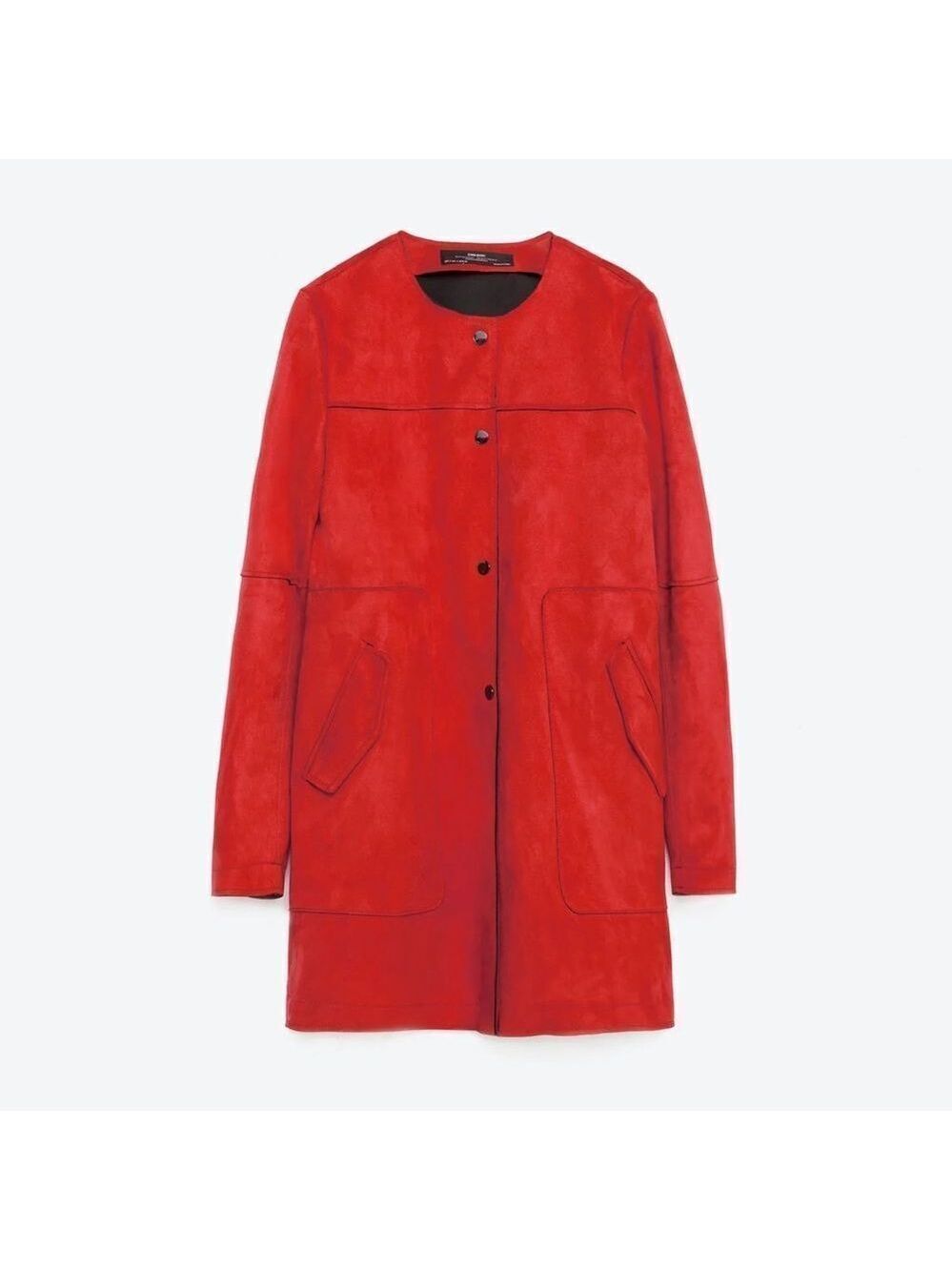 Zara red faux suede coat Sz L